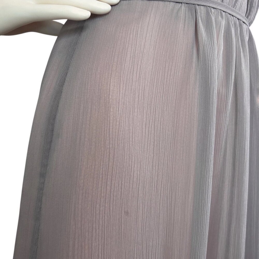Alvina Valenta Bridesmaids Ruched Chiffon Shimmer Dress Gown Gray Pink Size 4 - Picture 7 of 9